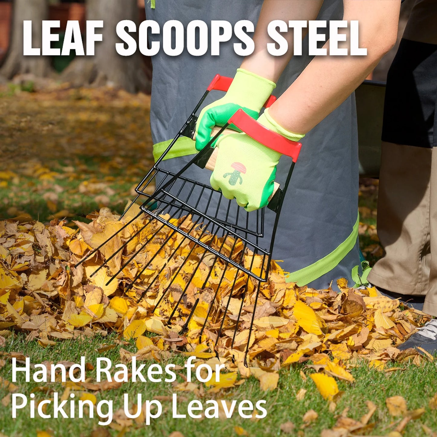 Leaf Scoops Steel, Leaf Claws Hand Rakes for Picking up Leaves, Garden Large Leaf Grabber