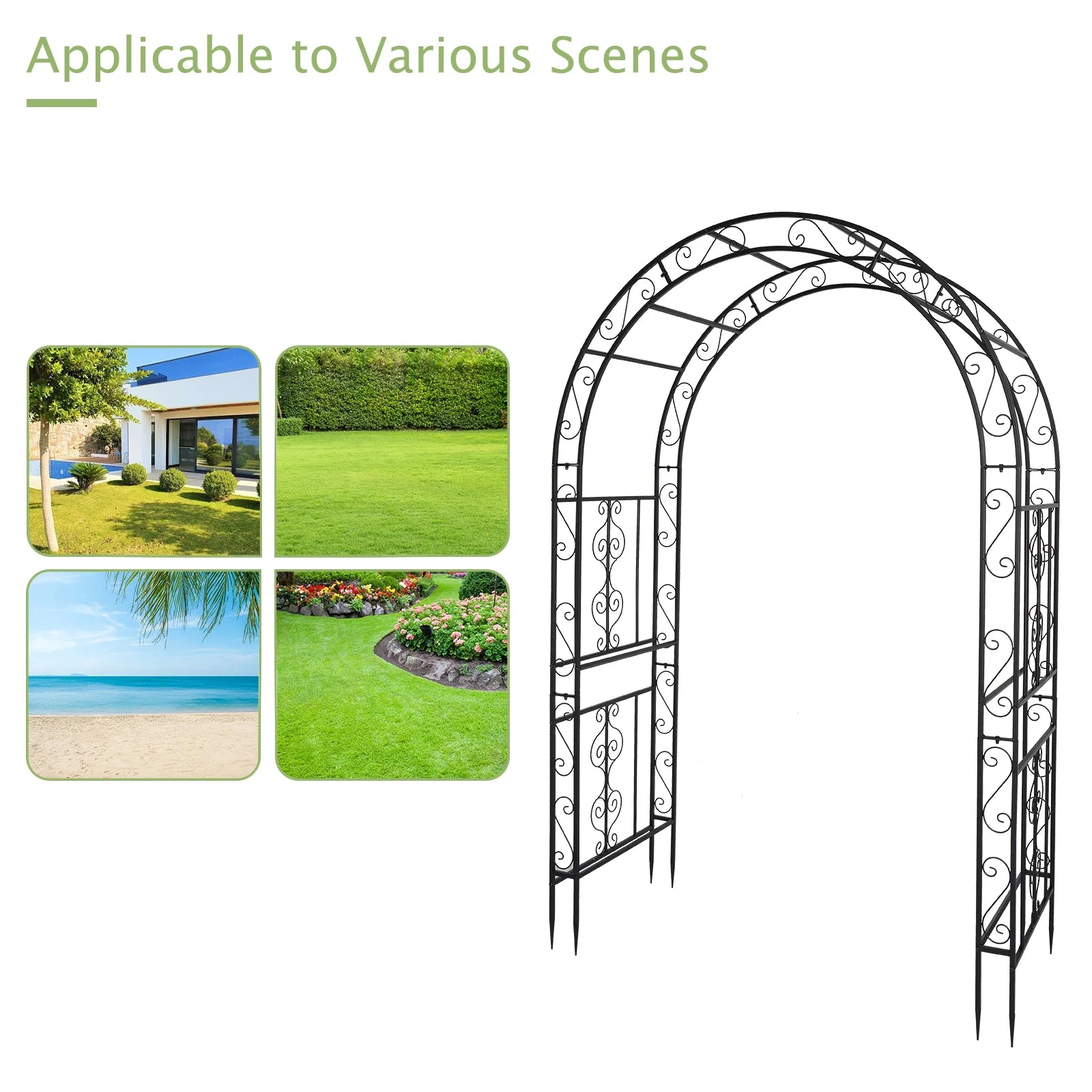 Metal Garden Arch 7Ft Garden Trellis Arch Arbor for Climbing Plant Outdoor Wedding