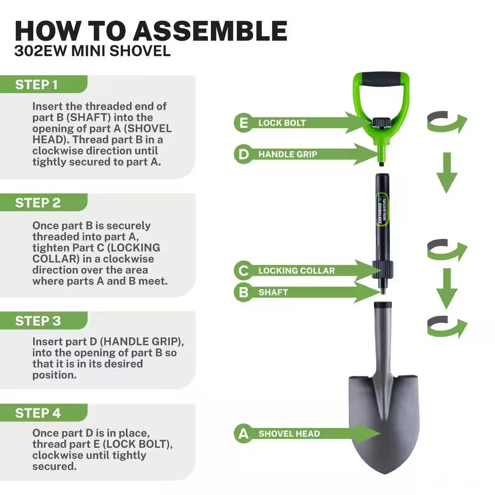 26.5 In. D X 5.25 In. Carbon Steel Blade, Plastic D-Handle Compact Collapsible Trenching Mini-Shovel