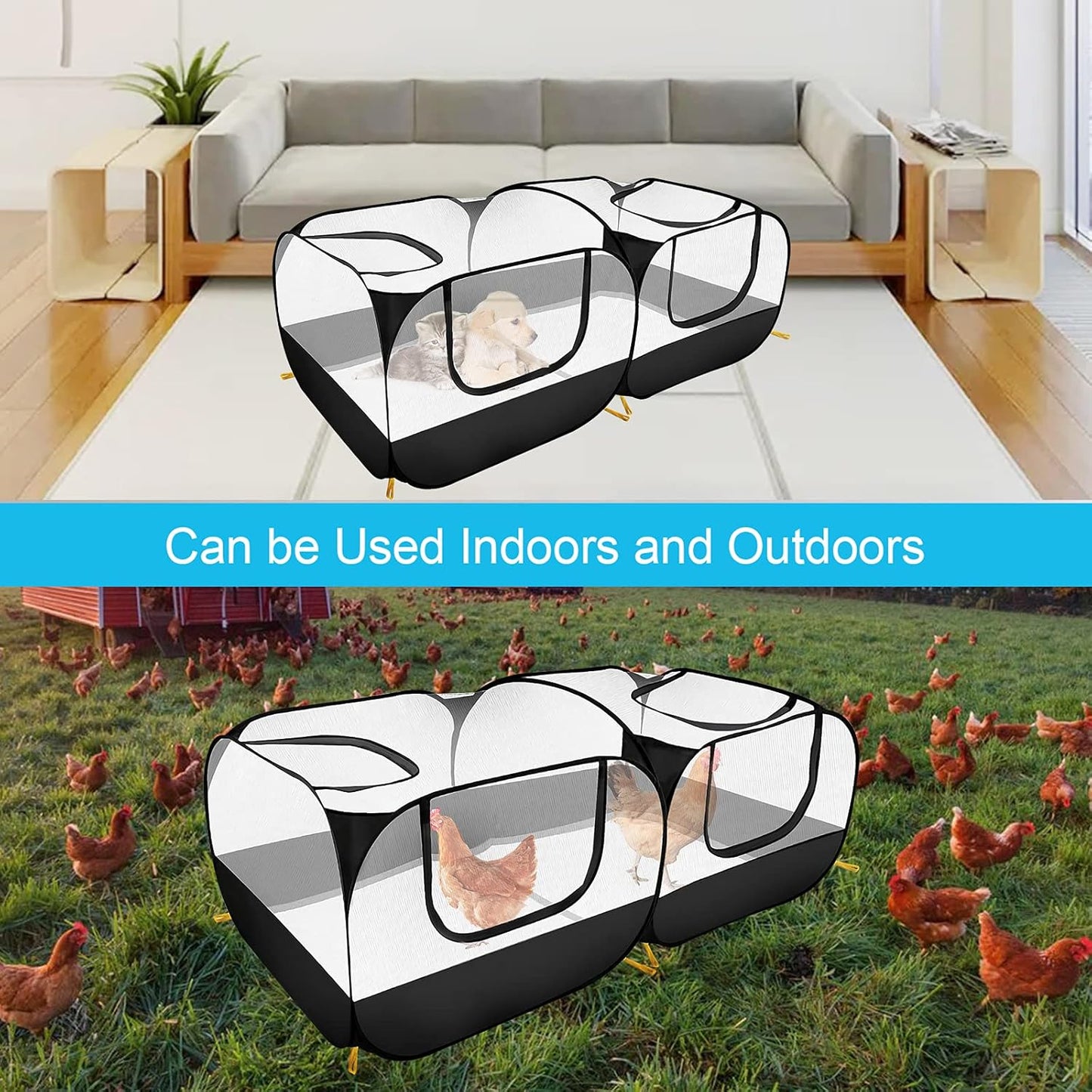 Small Animal Playpen, Foldable Outdoor Chicken Coop. Breathable Portable Small Tent, Suitable for Chicken, Rabbit and Cat Outdoor Yard