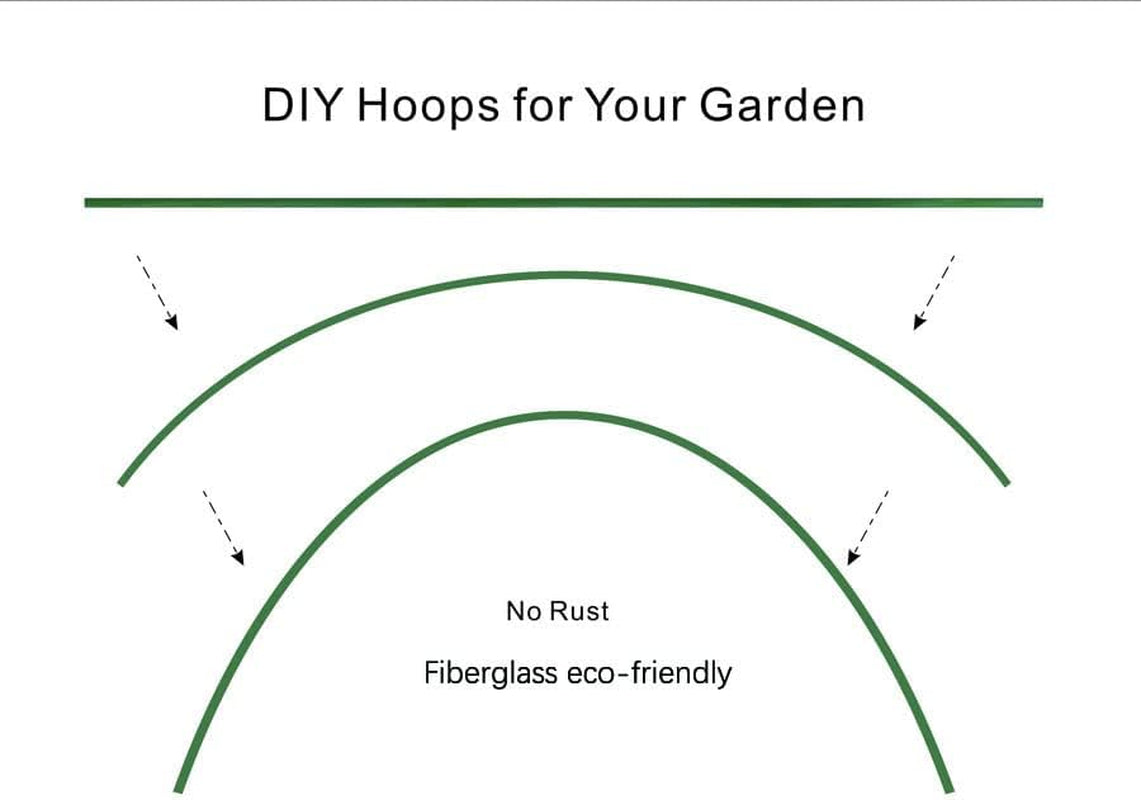 Greenhouse Hoops - Eco-Friendly Fiberglass Garden Hoops & Netting - 6 Pack - 5.9Ft - One Piece Design