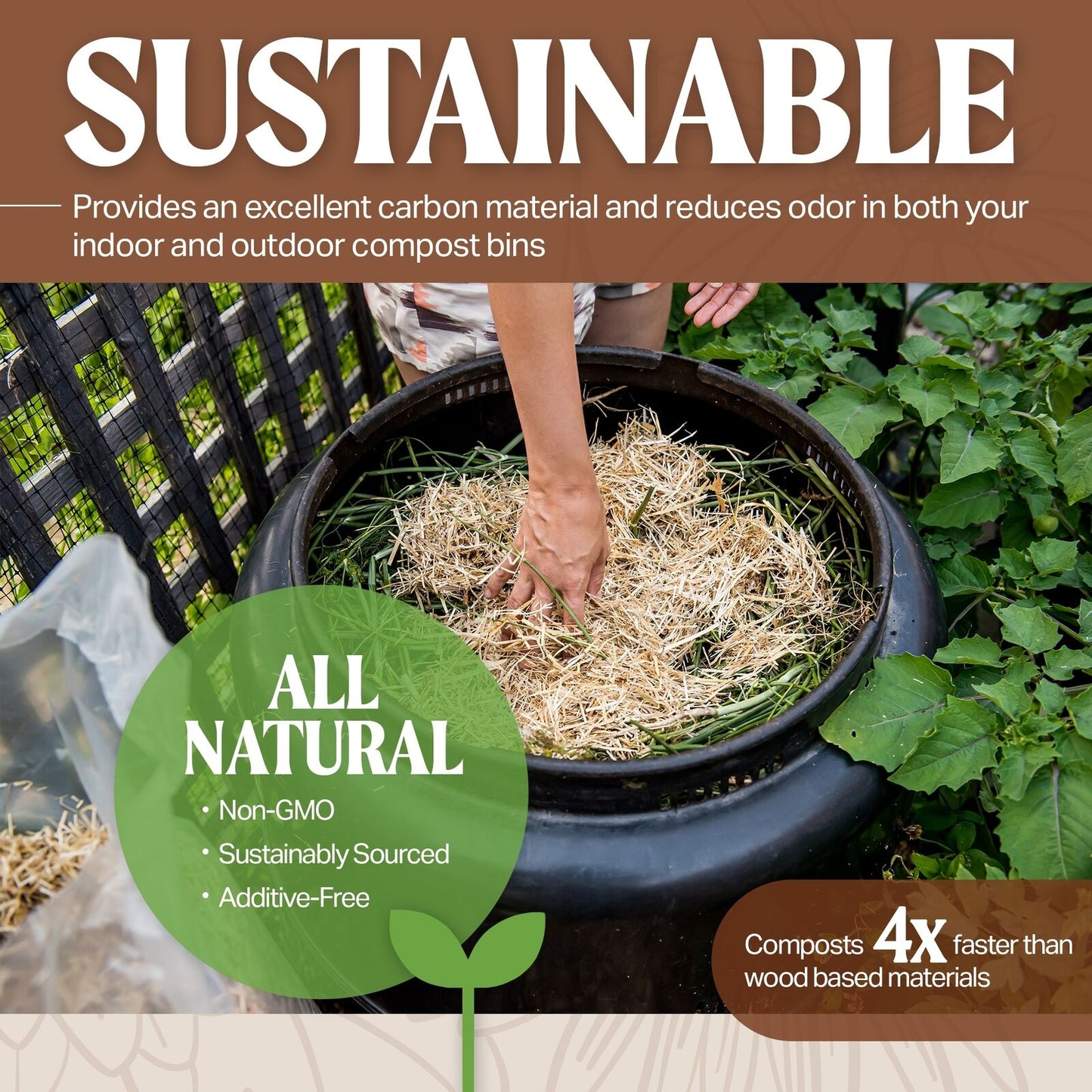 Healthistraw Gardenstraw Sustainable Straw Mulch, Compressed Bale, 3 Cu Ft