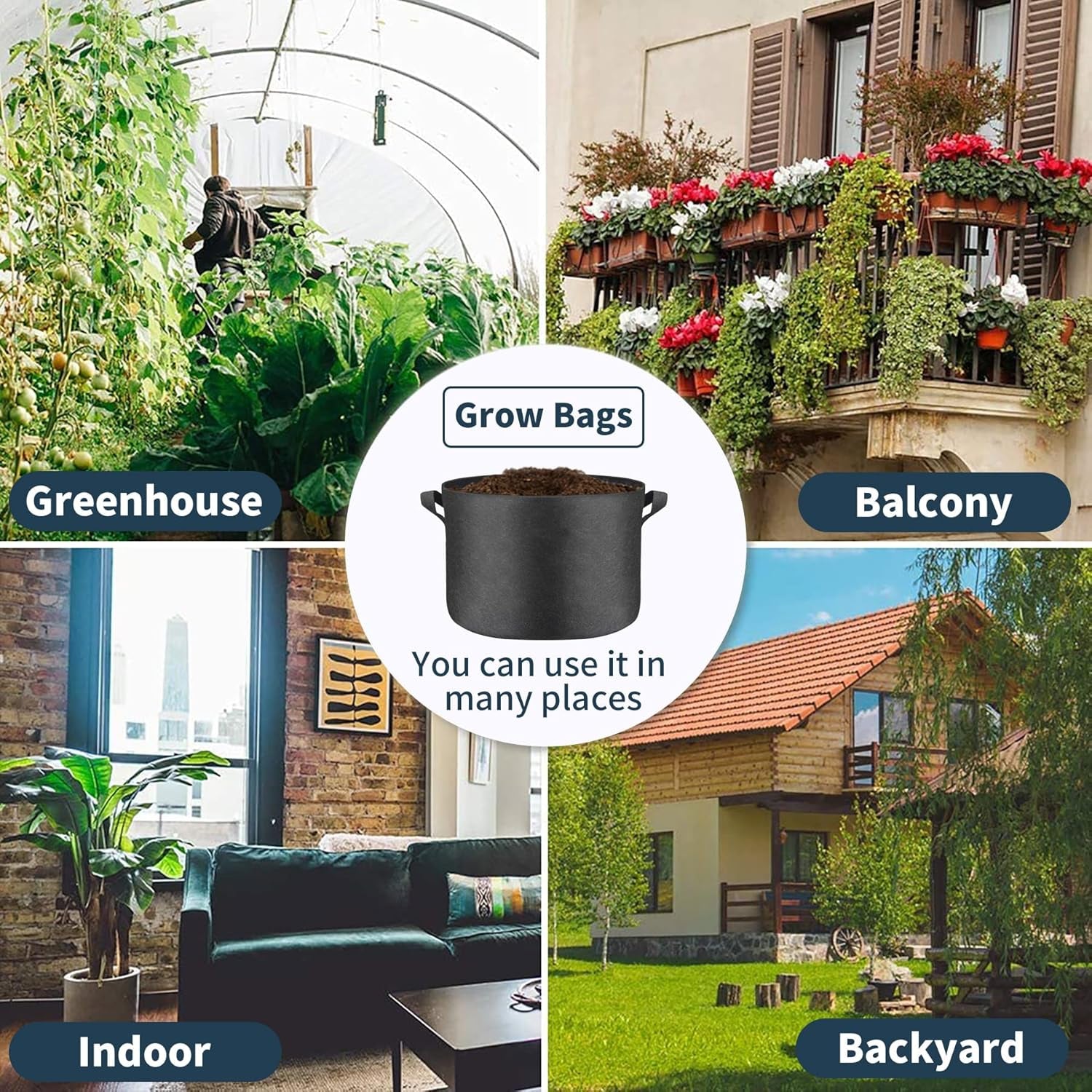 6-Pack 30-Gallon Plant Growing Pot Bags with Handles, Outdoor/Indoor Garden Fabric Grow Bags, Heavy Duty 300G Thickened Aeration Nonwoven Cloth