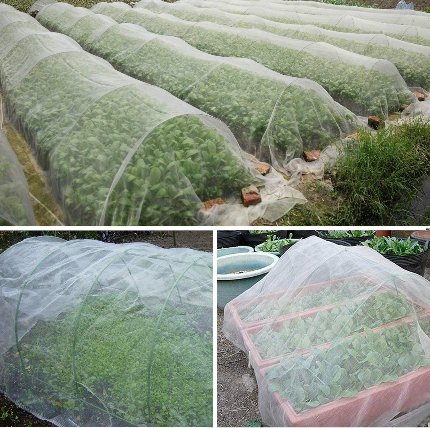 Insect Netting for Trees Cicadas, 3X16 Ft Mosquito Bug Insect Bird Net Barrier Screen, Garden White Mesh Netting for Protect Plant Fruits Flower Vegetable Raised Garden Beds