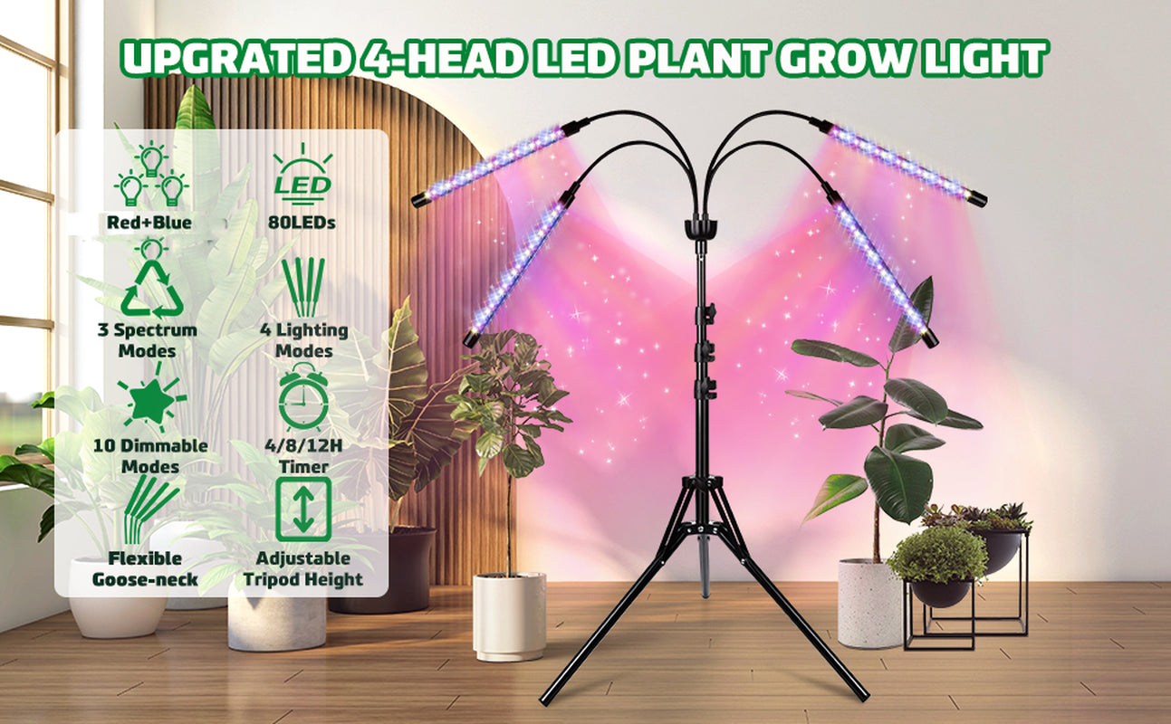 Remote Control 4 Heads LED Grow Light Plant Growing Lamp Light for Indoor Plants
