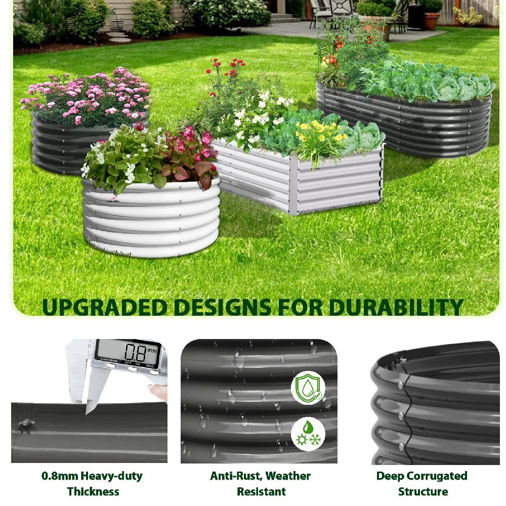 12Ft X3Ft X1.5Ft Galvanized Raised Garden Beds, Gray
