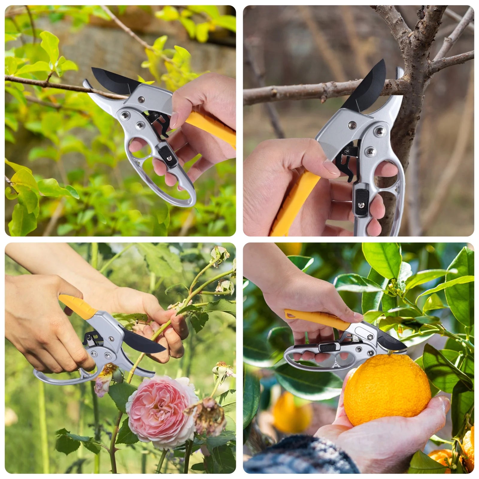 Labor-Saving 7.8 Oz Ratcheting Hand Pruners & Loppers with Ergonomic Non Slip Handle