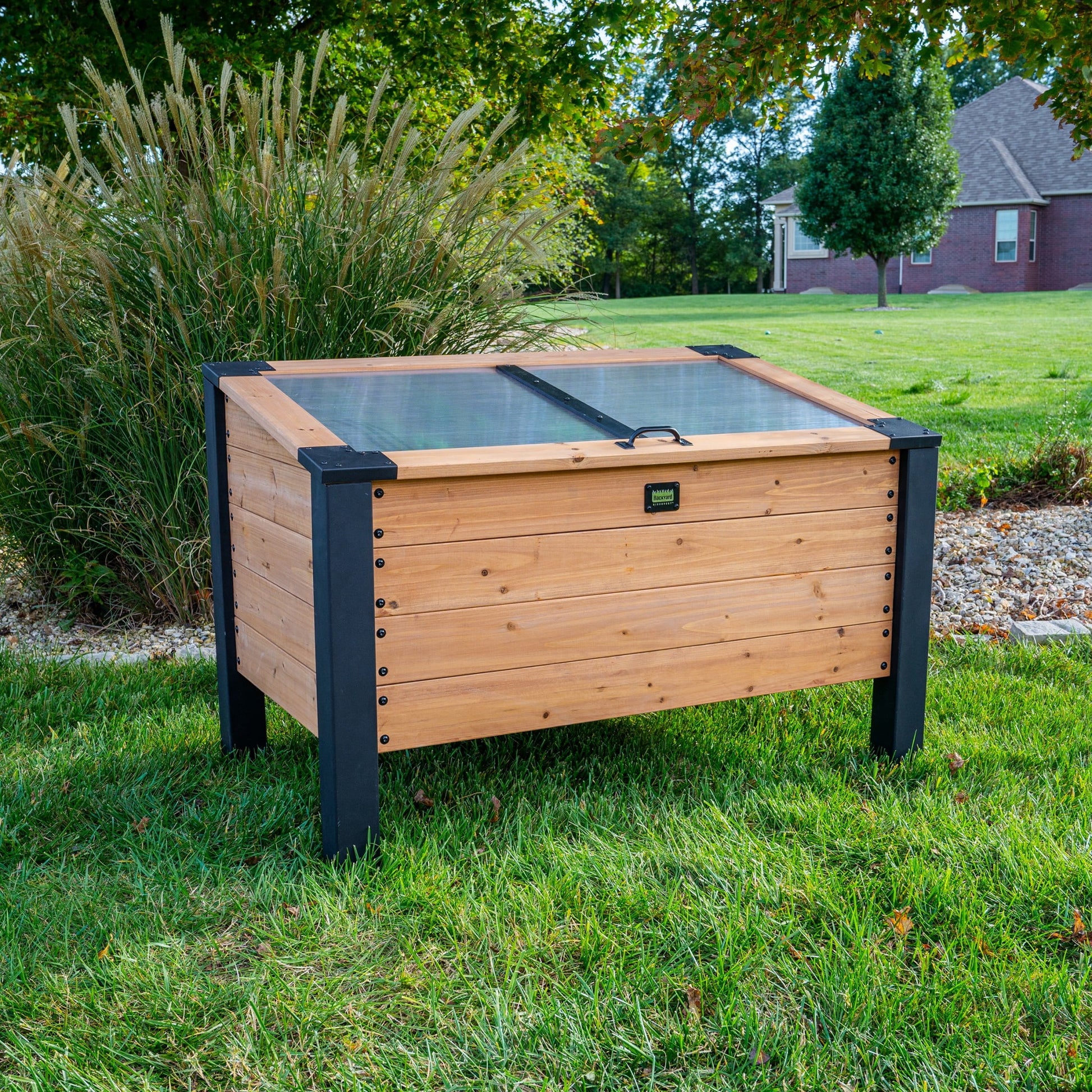 Aggie 4X2' Cedar Wood Cold Frame Mini Greenhouse, Polycarbonate Lid