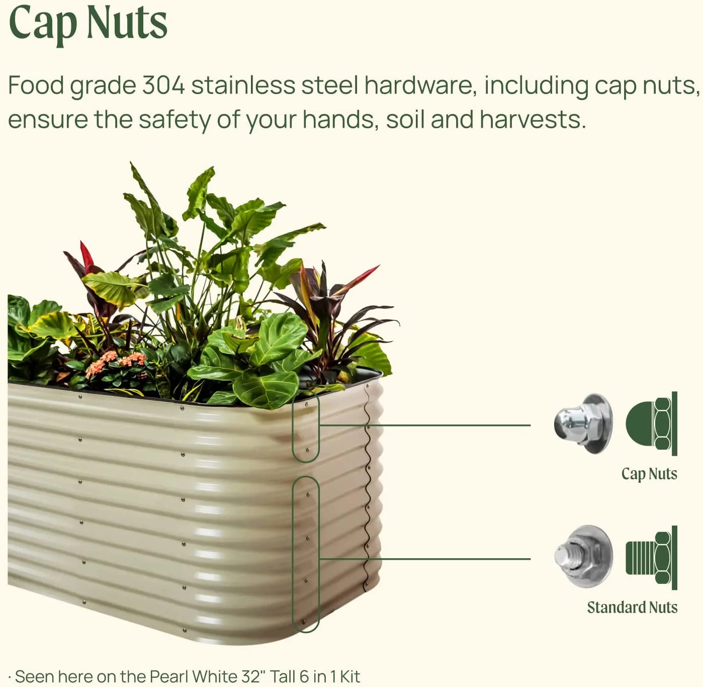 Raised Gardening Bed Kits 32" Extra Tall 6 in 1 3.5Ftx5Ft Modular Metal Planter Olive Green