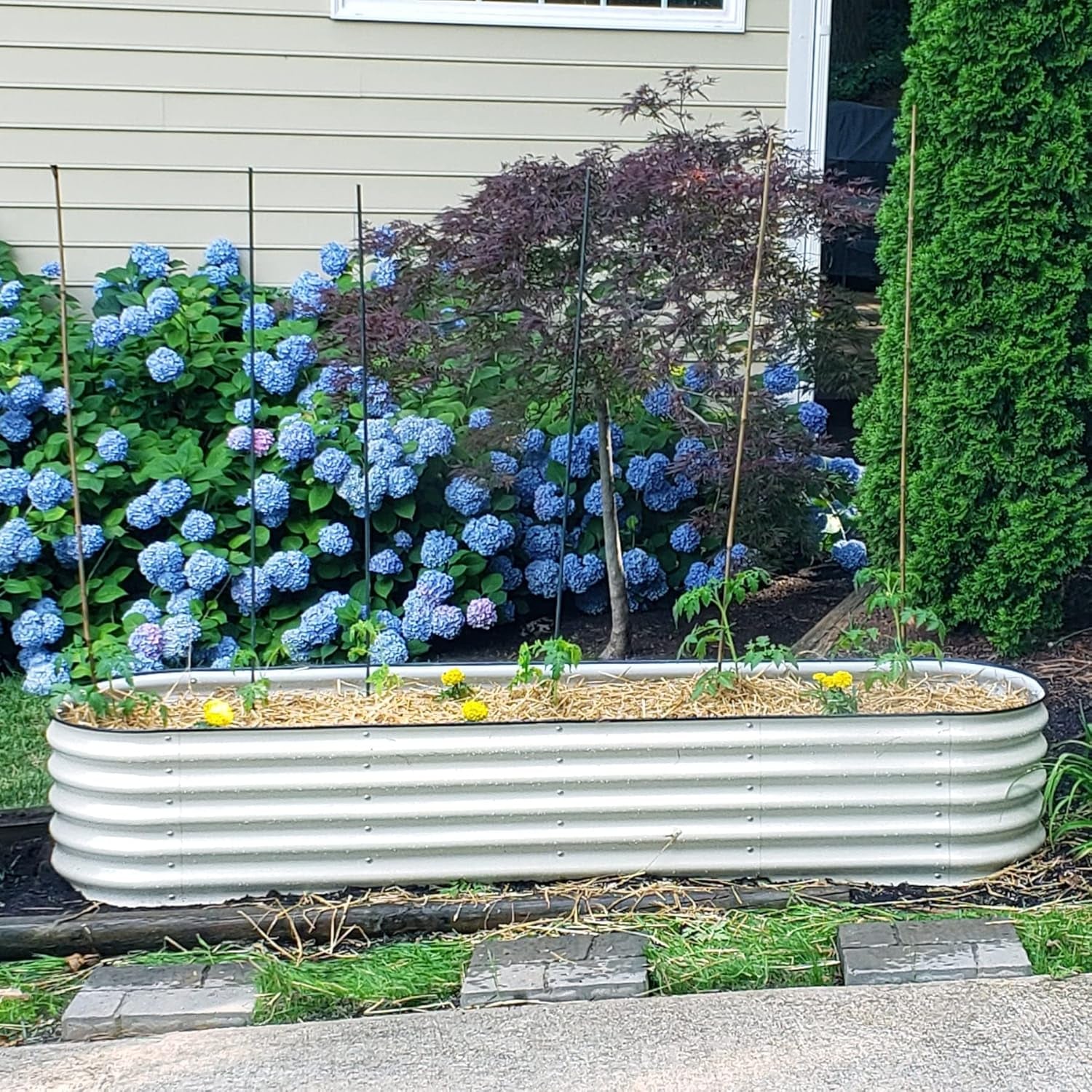 Raised Garden Bed Kits, 17" Tall 9 in 1 8Ft X 2Ft Metal Raised Planter Bed for Vegetables Flowers Ground Planter Box-Pearl White
