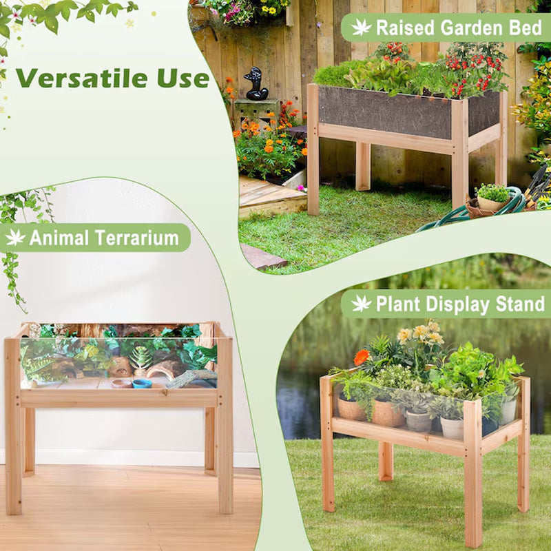 18-In W X 30-In L X 24-In H Natural Wood Raised Planter Box
