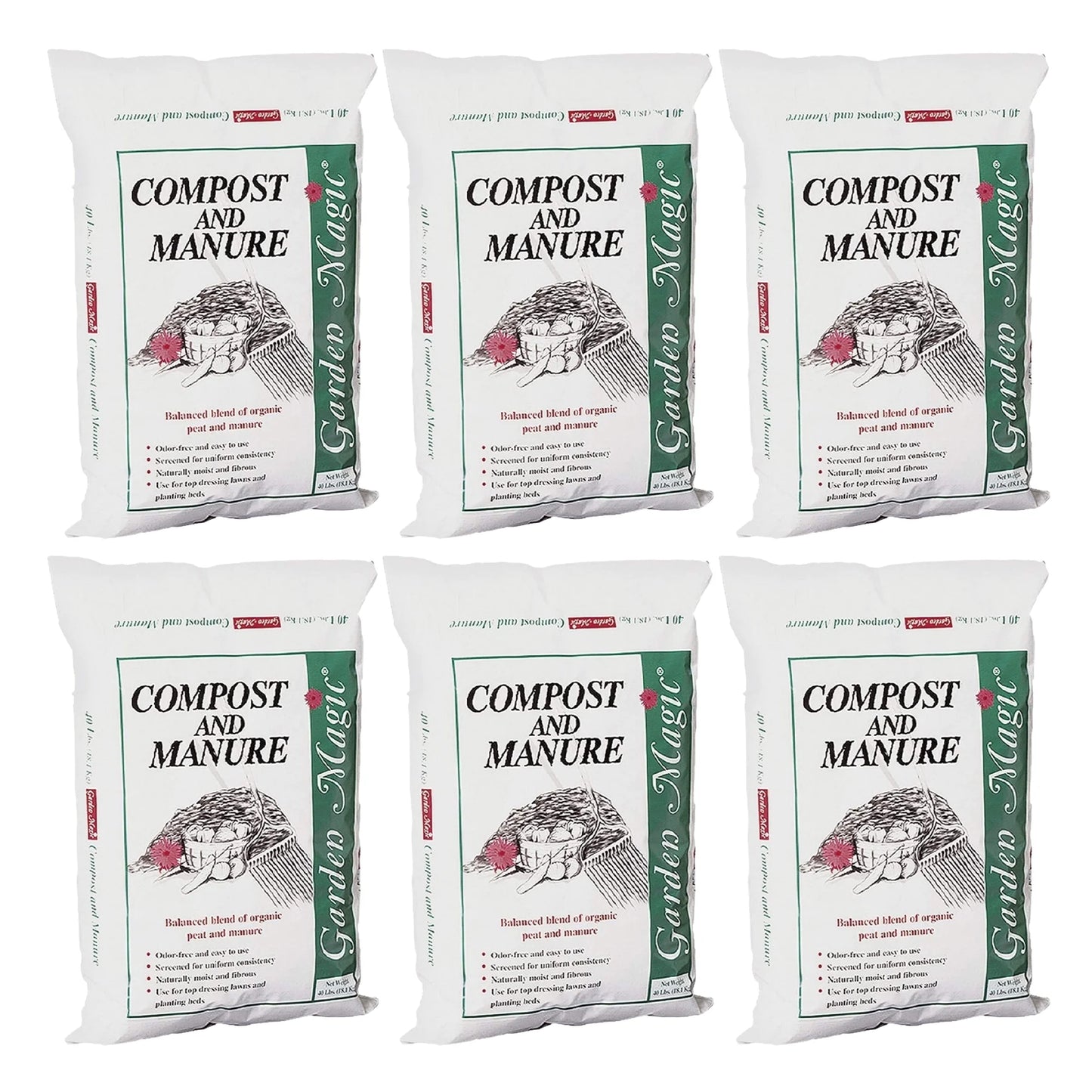 5240 Garden Compost and Manure Blend, 40 Pound Bag (6 Pack)