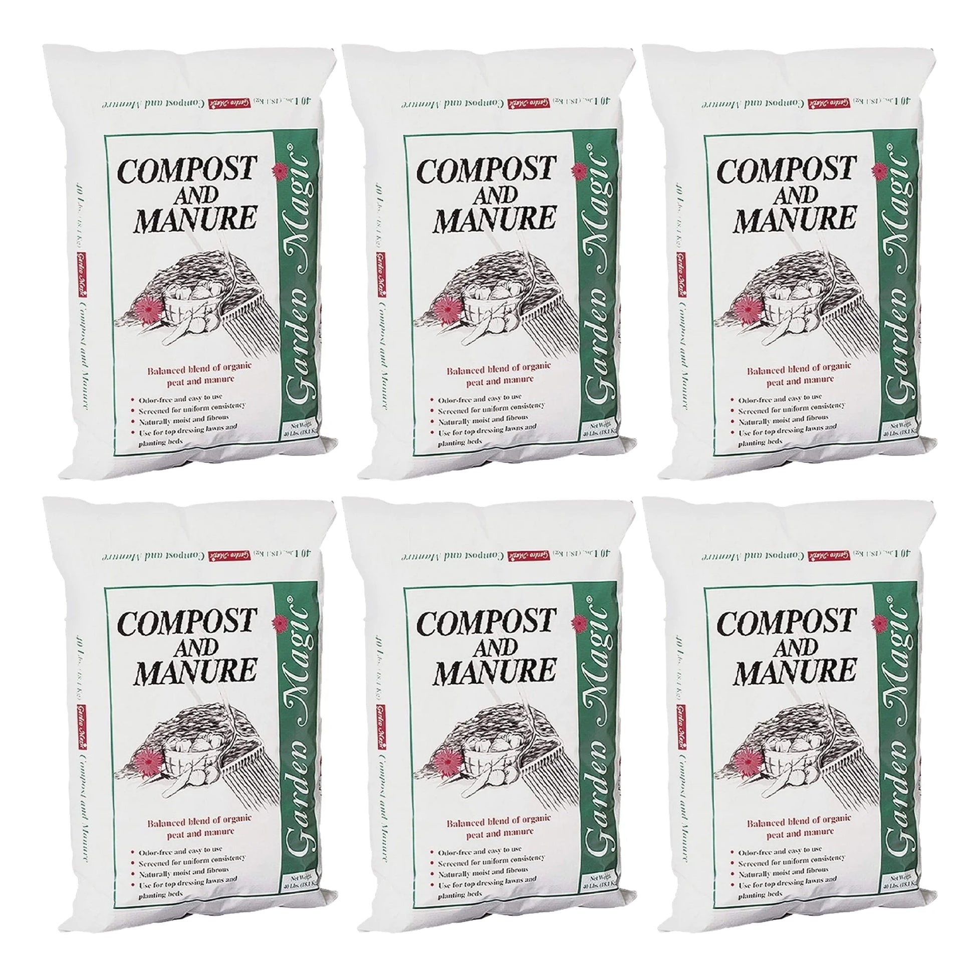 5240 Garden Compost and Manure Blend, 40 Pound Bag (6 Pack)