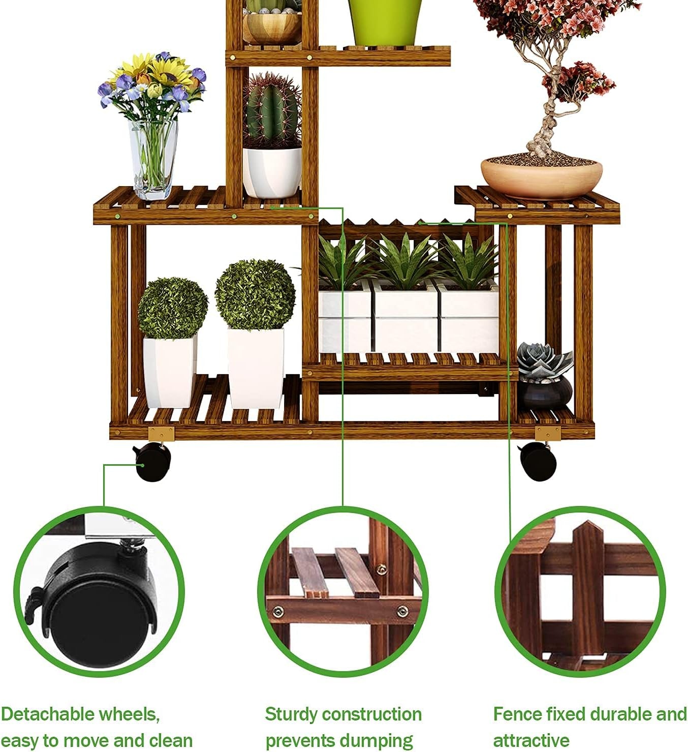 Wood Plant Stand ,Plant Stand Indoor , Outdoor 5 Tiered Large Plant Stand, Plant Shelf in Corner Living Room Balcony Terrace Wooden Plant Stand(12 Flowerpots)
