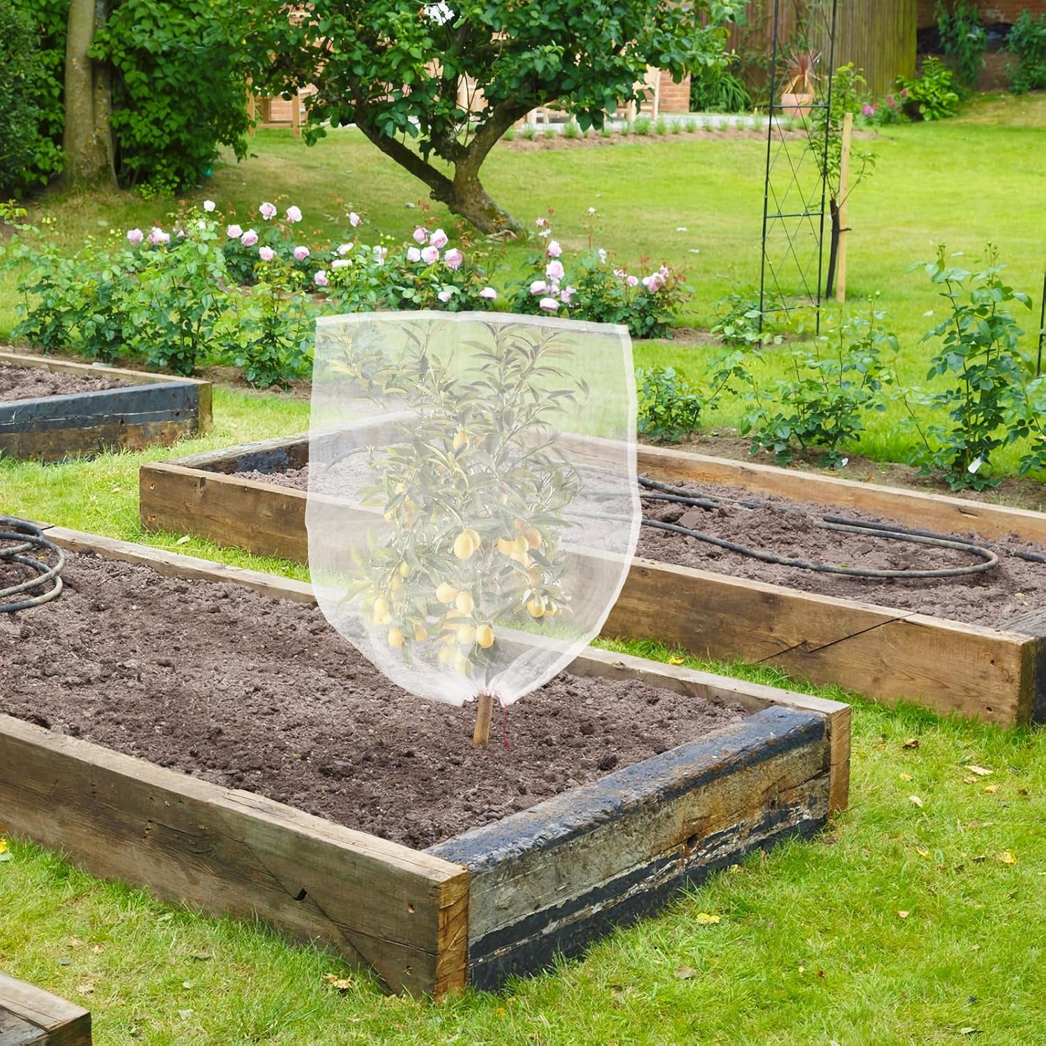 Garden Bug Netting Bags,  20PCS 29 X 21 Inch Insect Bird Barrier Netting Mesh with Drawstring, Fruit Protection Wraps Plant Covers to Protect Bananas, Watermelon, Spaghetti Squash