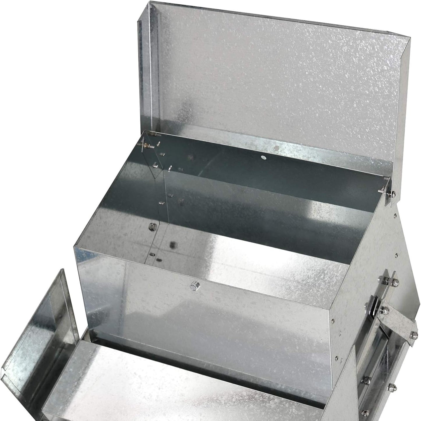30 Lbs Capacity Automatic Chicken Poultry Feeder with a Galvanized Steel and Aluminium Build, Weatherproof Design