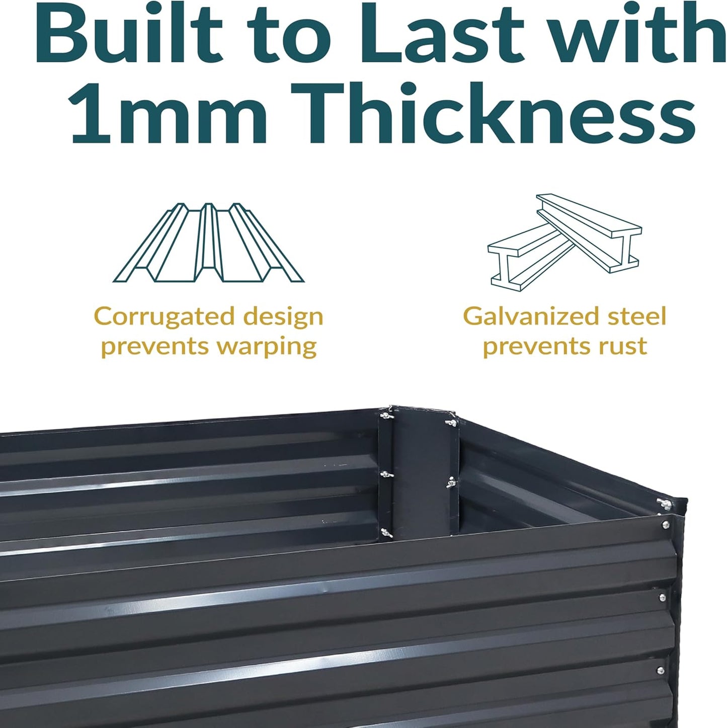 11.75" H Raised Metal Garden Bed - Galvanized Raised Garden Bed Outdoor for Vegetables and Flowers - Dark Gray - 4' X 2' Rectangle