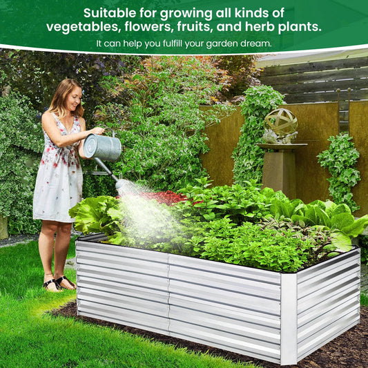 8X4X2Ft Galvanized Raised Garden Beds Large Metal Garden Beds Galvanized Steel Planter Boxes Outdoor for Vegetables Flowers Herbs