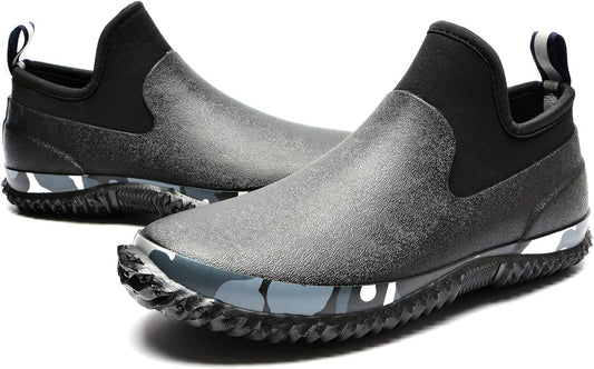 Unisex Waterproof Garden Shoes Ankle Rain Boots Mud Muck Rubber Slip-On Footwear with Comfort Insole for Women Men