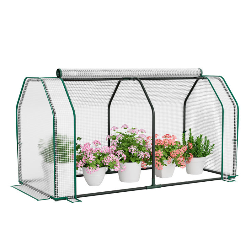 47.5 X 21.5 X 24 Inch Mini Greenhouse with Roll-Up Zipper Door