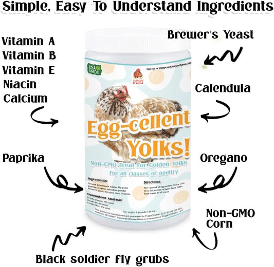 Egg-Cellent Yolks: Organic Chicken Feed Supplement & Duck Food for Golden Yolks (2.5 Pounds)