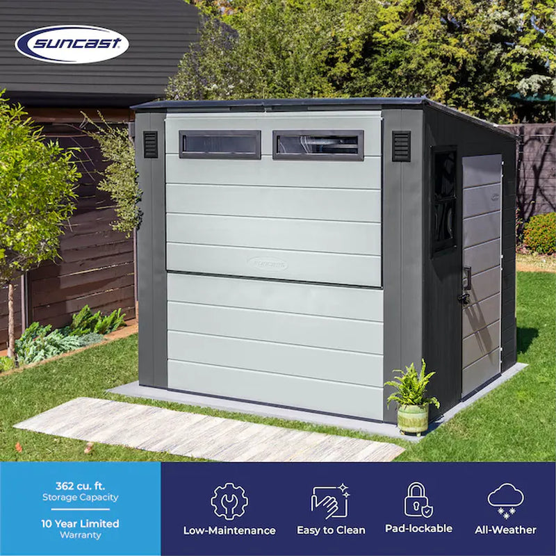 8-Ft X 7-Ft Entertainment Cabana Gray Lean-To Resin Storage Shed (Floor Included)