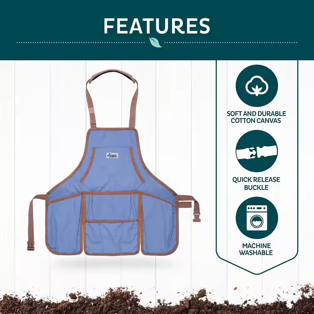 Women'S 1-Size Country Blue Canvas Gardening Bib Apron