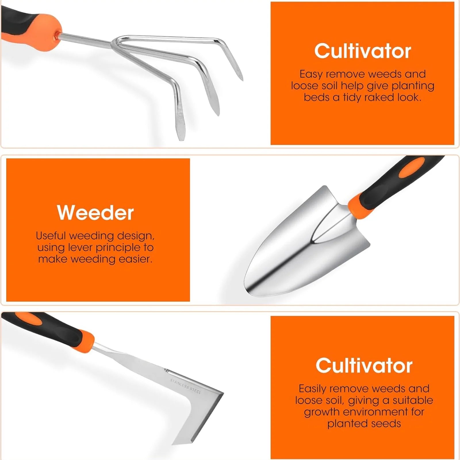 Gardening Tool Set, Heavy Duty 10-Piece Yard Tools with Non-Slip Handles, Gift Tote Bag Included