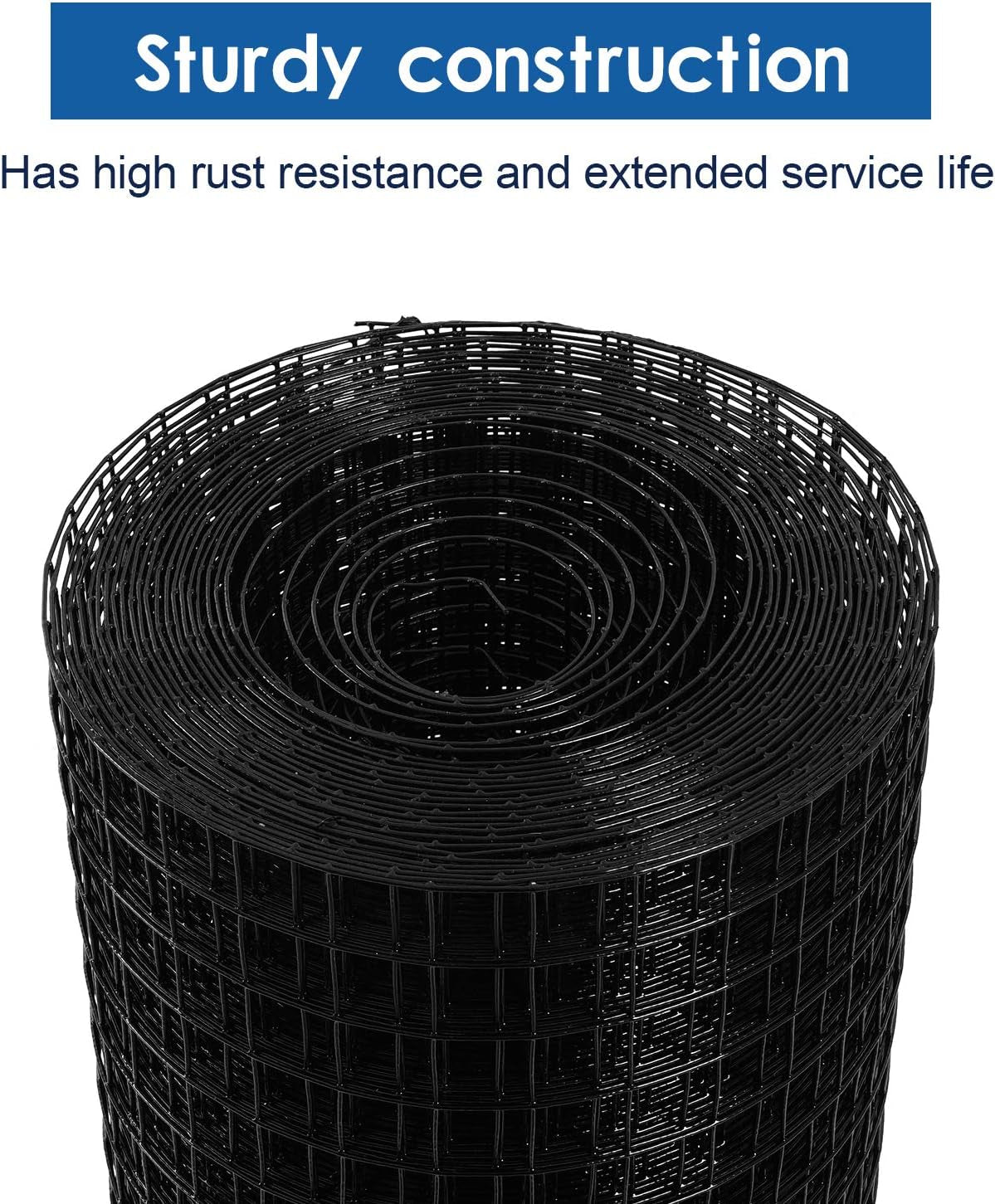 48'' X 50' 1/4Inch Hardware Cloth 19 Gauge Black Vinyl Coated Welded Fence Mesh for Home and Garden Fence and Home Improvement Project (48'' X 50')