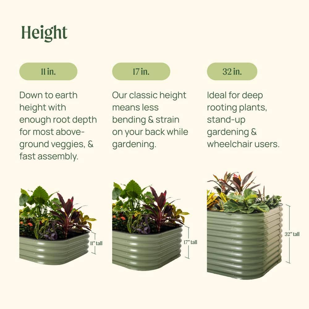 Elevate Your Gardening Experience with the 32-Inch Extra-Tall 9-In-1 Modular Pearl White Metal Raised Garden Bed Kit