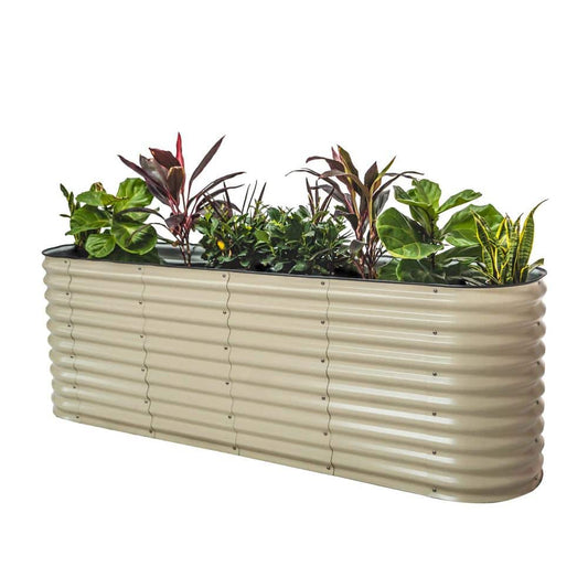Elevate Your Gardening Experience with the 32-Inch Extra-Tall 9-In-1 Modular Pearl White Metal Raised Garden Bed Kit