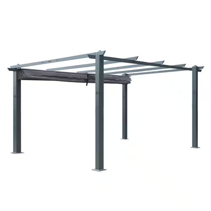 10 Ft. W X 10 Ft. D Aluminum Pergola Outdoor with Dark Gray Retractable Canopy