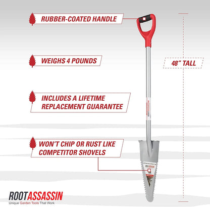 Red  Carbon Steel Shovel, 48-Inch