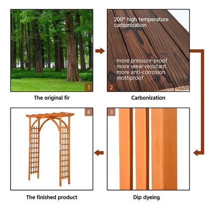 7 Foot Wood Arbor Arch Trellis for Garden, Natural Wood Color