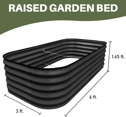 Steel Raised Garden Beds for Vegetables Flowers, Large Outdoor Planter Herbs Garden Bed Galvanised Steel (6X3X1.45 FT, Charcoal Grey)