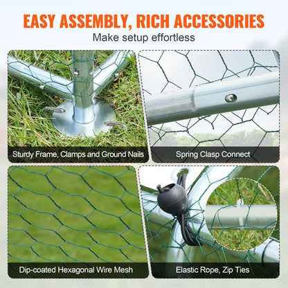VEVOR Chicken Coop, 9.8X6.5X6.5Ft Walk-In Large Metal Chicken Run for Yard with Waterproof Cover, Doom Roof Hen House with Security Lock for Outdoor and Backyard, Farm, Duck Rabbit Cage Poultry Pen