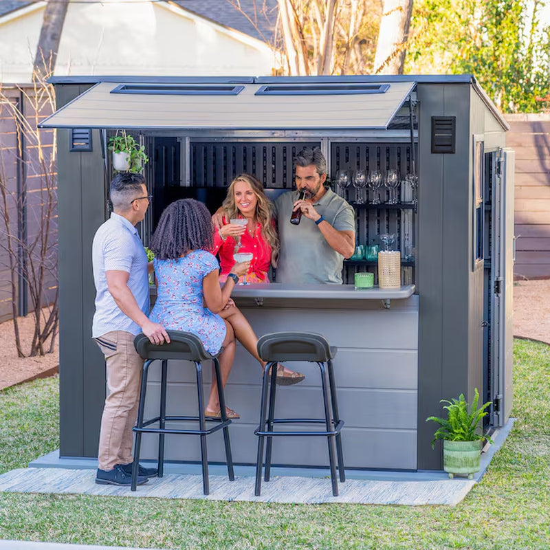 8-Ft X 7-Ft Entertainment Cabana Gray Lean-To Resin Storage Shed (Floor Included)