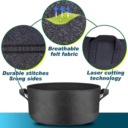 4-Pack 50-Gallon Plant Growing Pot Bags with Handles, Indoor/Outdoor Garden Fabric Grow Bags, Heavy Duty 300G Thickened Aeration Nonwoven Cloth