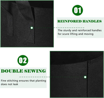 12-Pack 5 Gallon Plant Grow Bags Heavy Duty Thickened Nonwoven Fabric Pots with Handles