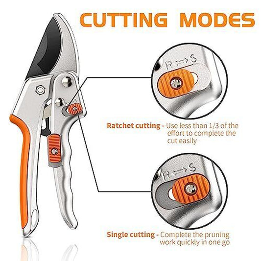 Garden Ratchet Pruning Shears Tree Trimmer Hand Pruner Shears for Branch Flowers