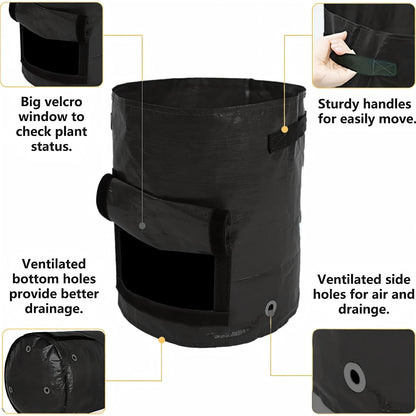 10 Gallon Garden Potato Grow Bags with Flap and Handles Aeration Fabric Pots Heavy Duty Vegetable Planter Bag for Tomato, Fruits,Black