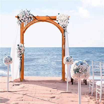 7 Foot Wood Arbor Arch Trellis for Garden, Natural Wood Color