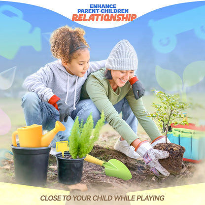 Metal and Wood Play Gardening Tools Set for Kids