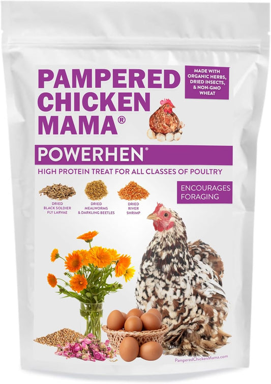 Backyard Chicken High Protein Herbal Treat with Dried River Shrimp, Black Soldier Fly Larvae, Mealworms, Basil, Hibiscus Flowers, Rose Petals (Powerhen) (4 Pounds)