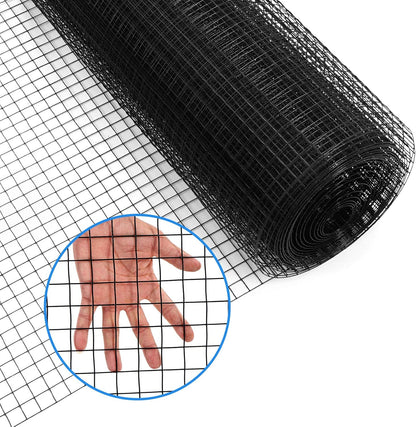 48'' X 50' 1/4Inch Hardware Cloth 19 Gauge Black Vinyl Coated Welded Fence Mesh for Home and Garden Fence and Home Improvement Project (48'' X 50')