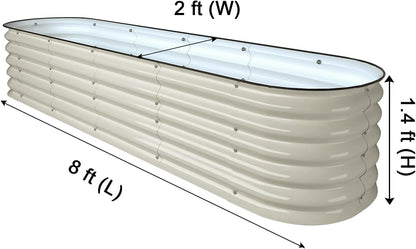 8Ft X 2Ft X 1.4Ft Raised Garden Bed Kit, Large Zinc-Aluminum-Magnesium Stainless Steel Metal Planter Box, for Planting Outdoor Plants Vegetables, White