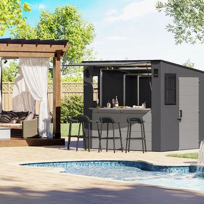 8-Ft X 7-Ft Entertainment Cabana Gray Lean-To Resin Storage Shed (Floor Included)