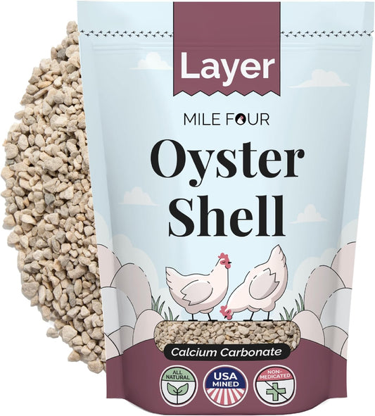 Oyster Shell for Chickens - Calcium Supplement for Chickens, 100% Natural Limestone Calcium Carbonate, Strong Eggshell & Bone Booster, 4 Lbs