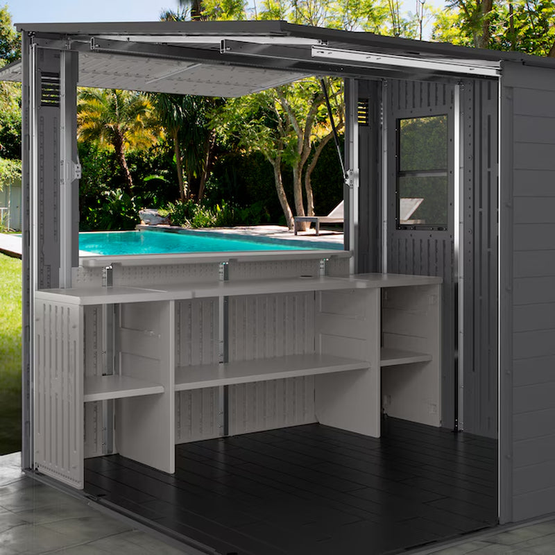 8-Ft X 7-Ft Entertainment Cabana Gray Lean-To Resin Storage Shed (Floor Included)
