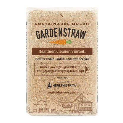 Healthistraw Gardenstraw Sustainable Straw Mulch, Compressed Bale, 3 Cu Ft